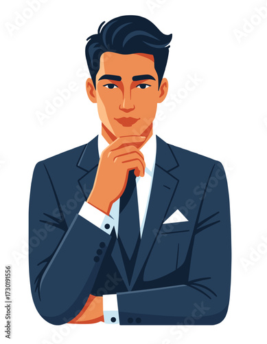 Thoughtful Businessman Portrait Thinking Pose Business Man