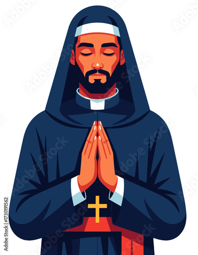 Praying Priest Christian Faith Monk Religious Figure Devotion Prayer
