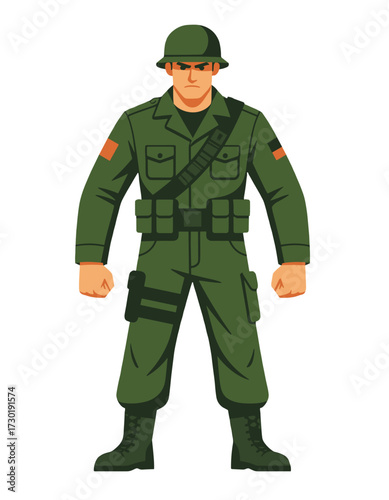 Army Soldier Military Veteran Cartoon Character Man Uniform