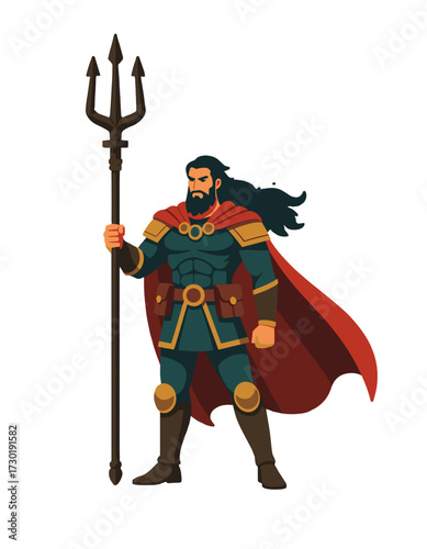 God of Sea Poseidon Character Holding Trident Mighty Ocean Mythology Hero