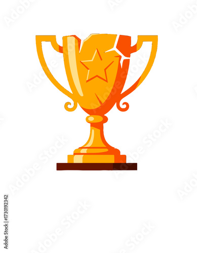 Broken Gold Trophy Cup Failure Symbol Loser Award Graphic