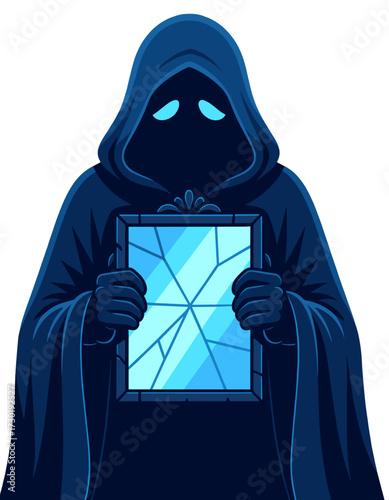 Dark Wizard Holding Broken Mirror Magic Fantasy Evil Character
