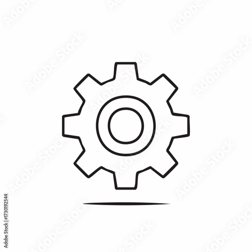 Minimalist gear icon vector illustration. A single cogwheel symbol for settings, configuration, and industrial or mechanical concepts isolated on white