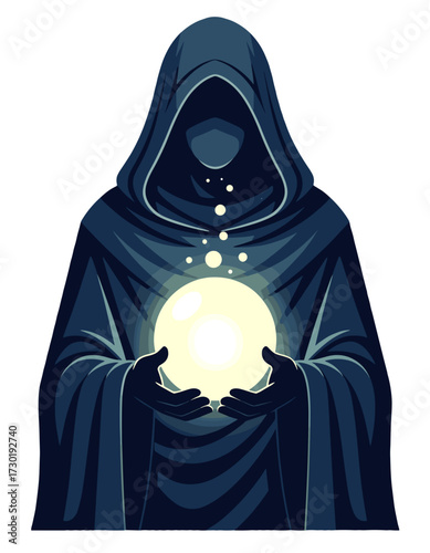 Magic Wizard Holding Energy Ball Sorcerer Mystical Figure Esoteric Power