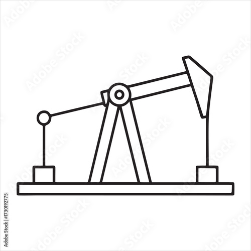 Oil Pump Jack Icon, Petrol Pumpjack Flat Vector Design, Energy Industry Illustration, Petroleum Pump Icon, Oil Extraction Icon 