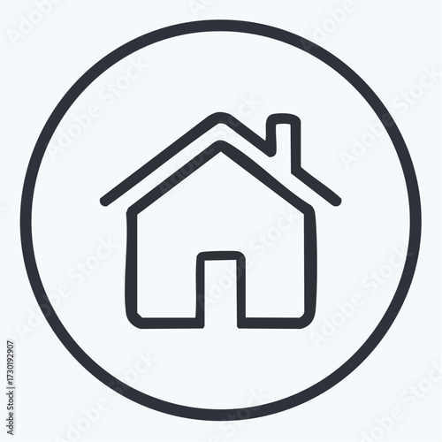 Simple black house icon with a chimney, a minimalist symbol for homepage, real estate, and property concepts on a light background