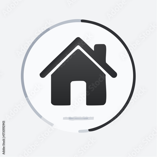 Minimalist home line icon on a white background. Simple house graphic for homepage, real estate, and mortgage concepts