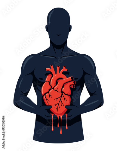 Human Silhouette Holding Bleeding Heart Vulnerability Pain