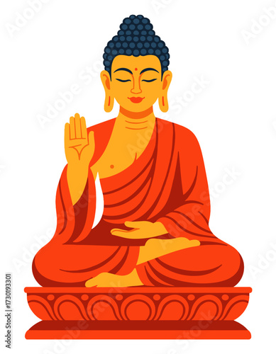 Serene Buddha Meditating Lotus Pose Spiritual Enlightenment Symbol