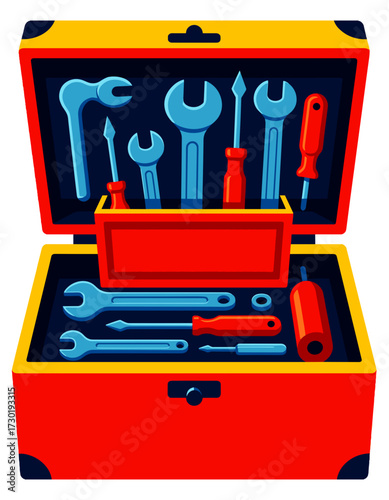 Open Tool Box Wrenches Screwdrivers Repair Construction Work