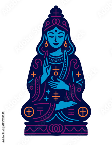 Meditating God Goddess Figure Buddhist Monk Sacred Geometry Spirituality