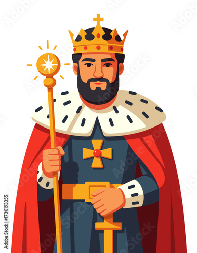 King Royal Crown Robe Scepter Medieval Ruler Reign Monarch