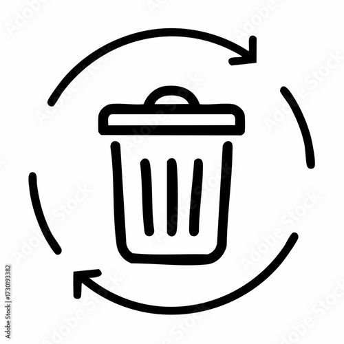 Recycle Bin Icon Circular Arrows Symbolizing Sustainability and Deletion
