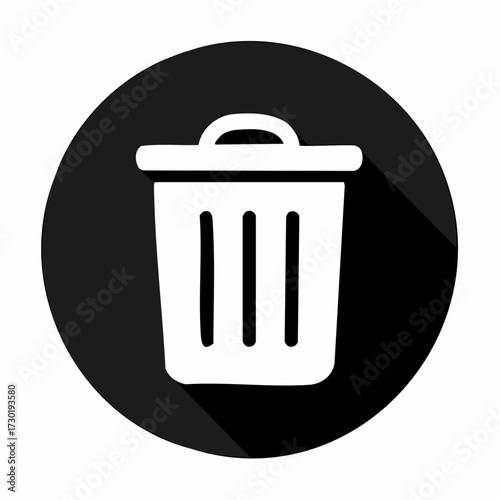 Trash Can Icon Simple Design with Shadow for Waste Disposal, Recycling, and Environmental Awareness