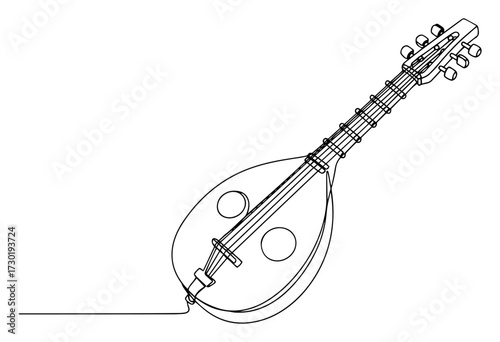 Mandolin Continuous Line Art Illustration