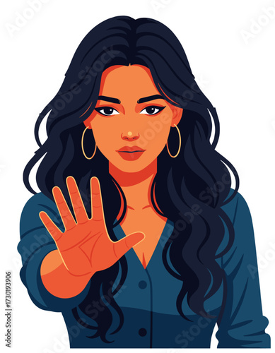 Young Woman Showing Stop Hand Gesture Boundaries Consent Prevention