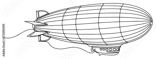Retro Zeppelin Airship Outline Illustration