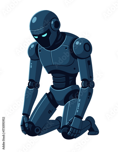 Sad Robot Kneeling AI Disappointment Problem Solved Robotic Depression