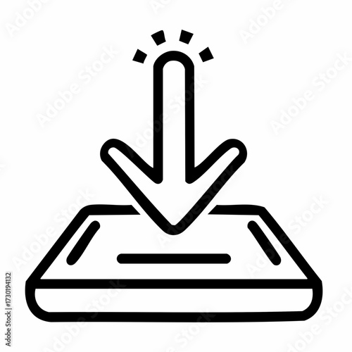 Vector illustration of data downloading to a tablet, symbolizing digital content acquisition and information transfer to a portable electronic device