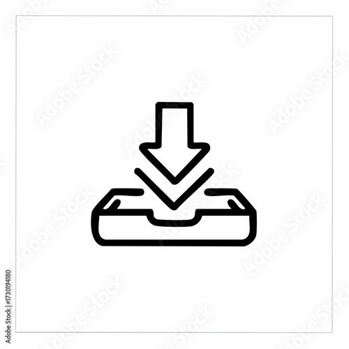 Streamlined digital data entry and processing flow icon, illustrating the efficient input and management of information within a modern technological system