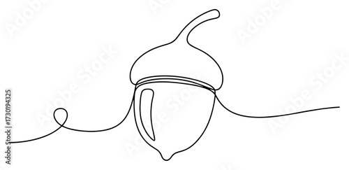 Acorn Continuous Line Art Illustration