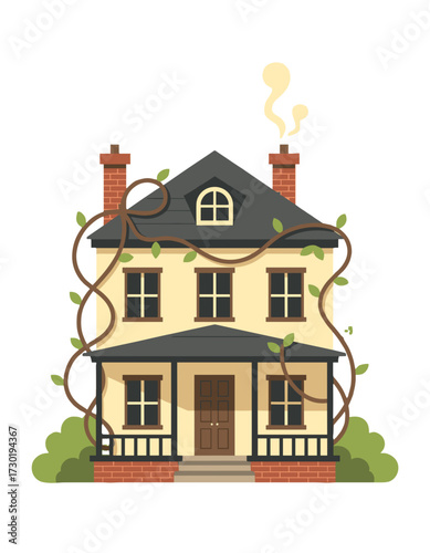 Cozy Family House Charming Home Warm Dwelling Residential Building Exterior