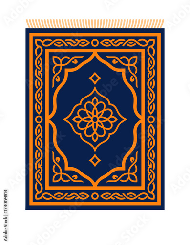Islamic Prayer Rug Ornamental Pattern Traditional Carpet Design
