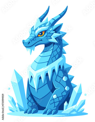 Ice Dragon Character Fantasy Creature Mascot Game Element