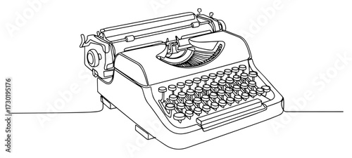 Continuous Line Drawing of a Vintage Typewriter Machine