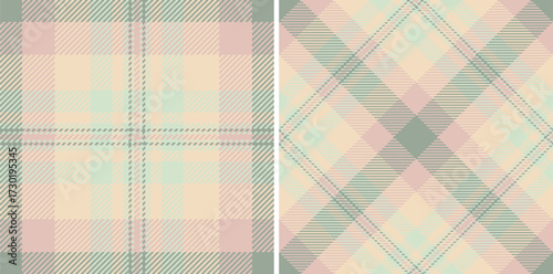 Elegant pastel plaid patterns, perfect for textile design, fashion, or website backgrounds.  Two variations offer versatile options for a soft, sophisticated aesthetic.
