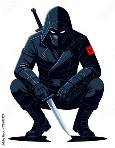 Covert Agent Character Squatting Dagger Secret Society Mercenary