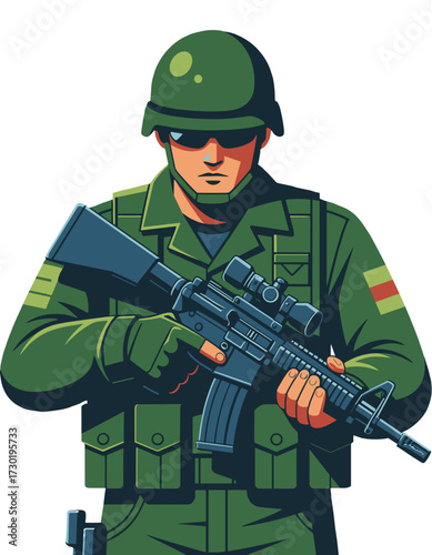 Male Soldier Army Uniform Rifle Military Personnel