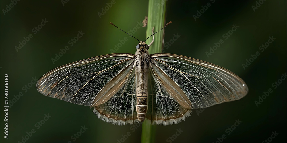 Obraz premium Delicate Moth on Green Blade