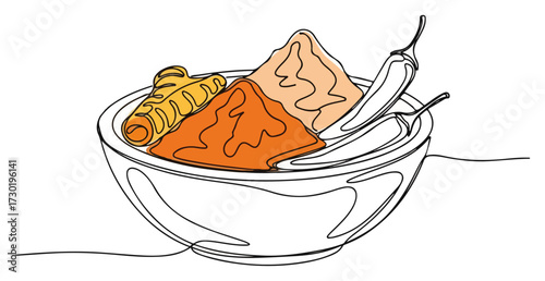 Gelato Ice Cream Bowl with Wafers Line Vector
