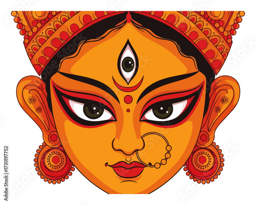 Goddess Durga Face With Third Eye