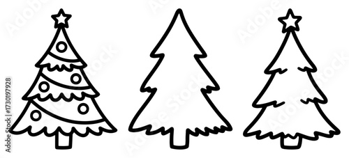 Cute Christmas Tree Outlines Set