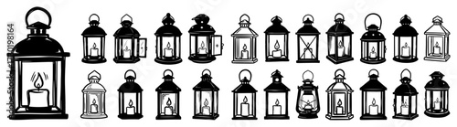 Vintage Lantern Icon Set