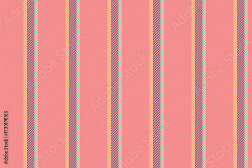 Fttire vertical texture lines, formal textile pattern seamless. Terry christmas background fabric stripe vector in red and light coral colors.