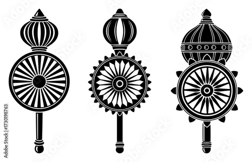 Ornate Chakra Scepter Ritual Staff Set