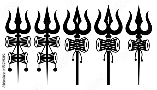 Shiva Trishul and Damaru Symbols Silhouette