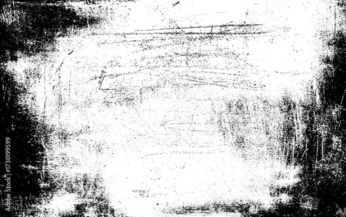 High contrast scratched grunge texture with vintage damage and dusty surface. Weathered white background with retro distressed look. Vector dust
