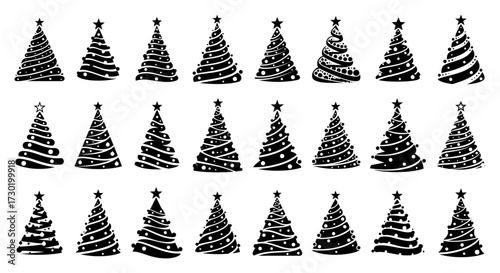 Large Set of Stylized Christmas Tree Icons