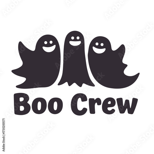 Cute halloween ghosts boo crew vector graphic for spooky season decorations and diy projects with smile faces