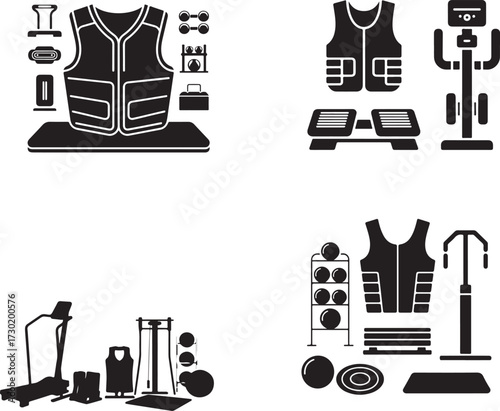 Fitness equipment collection workout gear exercise
