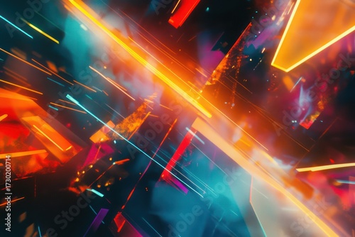 Multicolor High Speed Light Trails Abstract Backdrop