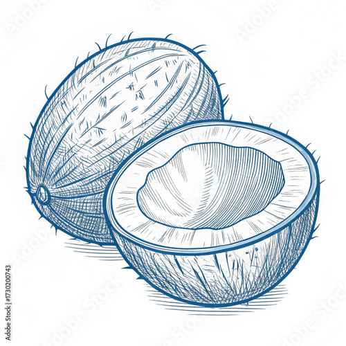 “Hand-Drawn Blue Line Art Fruit Illustrations Set – Bananas, Berries, Citrus, Grapes, Pineapple & More”
