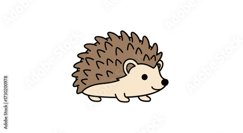 Adorable cartoon hedgehog with cute spiky texture moving joyfully across a clean white background, perfect for children's media and playful designs.