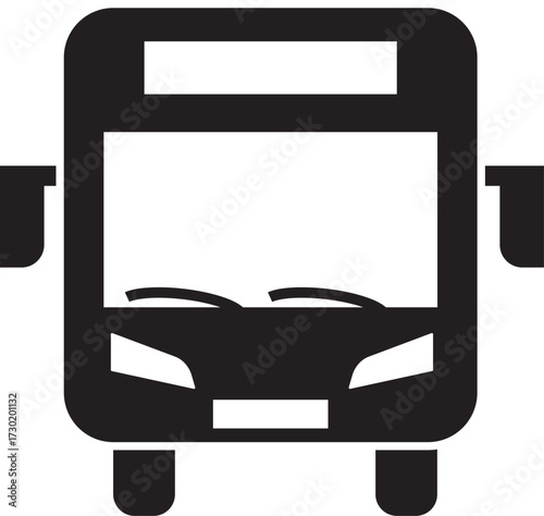Front view of a public bus transport icon silhouette