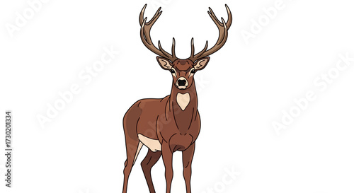 Magnificent stag with impressive antlers stands majestically, symbolizing nature's wild beauty and strength for your next project.