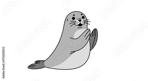 Adorable cartoon seal with flippers clasped in a charming pose, perfect for playful designs and children's content.